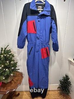 Rare Vintage Active Ski Blue Full One Piece Ski Snow Jumpsuit XL Great Britain