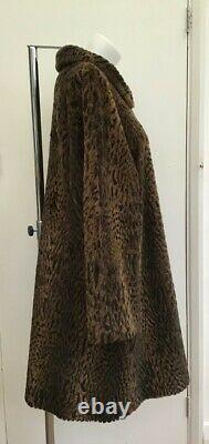 Rare Vintage Designer Jaeger Luxury Leopard Faux Fur Swing Coat fits a 12 or 14
