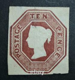 Rare with certification 1848 embossed 10d brown mint L/H SG57 see details