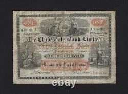 SCOTLAND CLYDESDALE BANK 1 POUND 1918 P-181 VF RARE Great Britain UK