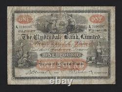 SCOTLAND CLYDESDALE BANK 1 POUND 1918 P-181 VF RARE Great Britain UK
