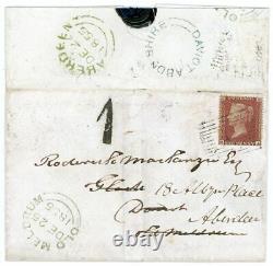 SCOTLAND Rare 1855 forwarded cover with Old Meldrum 1 Postage Due handstamp
