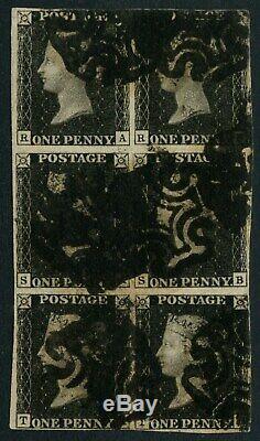 SG 2 1840 1d Penny Black Plate 9 Used Block Of Six Incredibly Rare Piece
