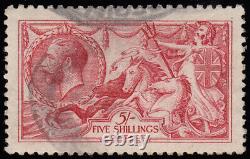 SG409varWi 1915 5/- DLR carmine watermark INVERTED. Fine used. A rare stamp