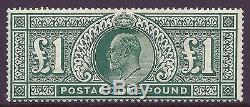 Sg320 M56 £1 Deep Green Somerset House RARE perf 13½ x 14 Lightly MOUNTED MINT