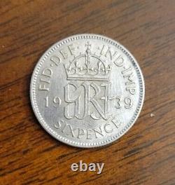 Sixpence 1939 Uk Great Britain Silver Coin Rare Find! High Grade