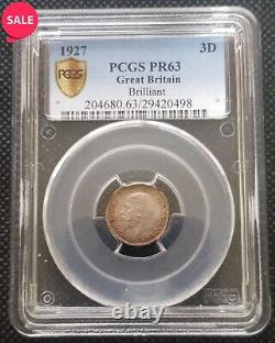 Slabbed Very Rare 1927 Great Britain George V 3d Three Pence Pcgs Pr63