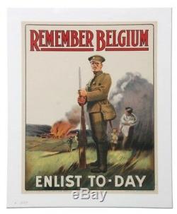 Superb Very Rare Original Uk Ww1 Recruiting Poster No 16 Remember Belgium