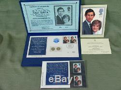 UK 1981 Royal Wedding Rare FDC With Invitation & 2 10k Gold Coins Diana & Charles