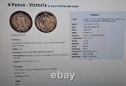 UK(Great Britain) 4 PENCE 1890 silver coin 2nd portrait rare only 9000 minted