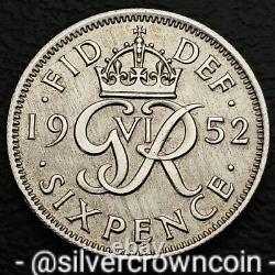 UK, Great Britain 6 Pence 1952. KM#875. Sixpence. Lucky Wedding Coin. Rare