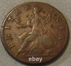 UK Great Britain Half Penny 1752 Georgius II nice example rare coin