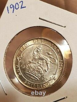Uk 1902 Great Britain Silver Shilling Edward VII -bu Rare Wow