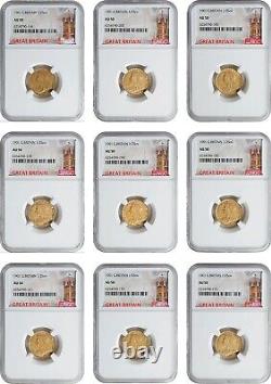 Uk Great Britain, 9x Gold 1/2 Sovereign 1901 Ngc Au 50, Rare9