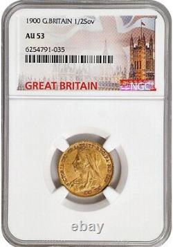 Uk Great Britain, Gold 1/2 Sovereign 1900 Ngc Au 53, Rare9