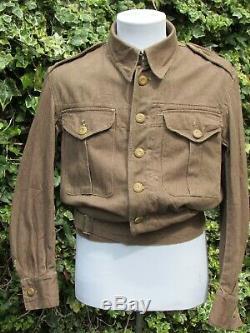 VERY rare, original early WW2 British Army issue, brown denim battledress blouse