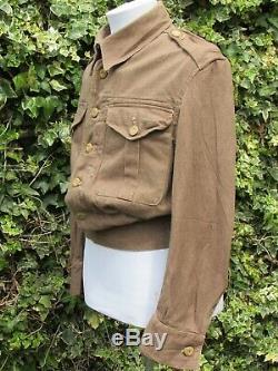 VERY rare, original early WW2 British Army issue, brown denim battledress blouse