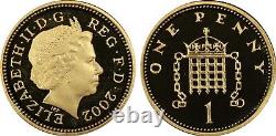 Very Rare 2002 Great Britain GOLD PROOF ONE PENNY COIN PCGS PR 67 (Deep Cameo)