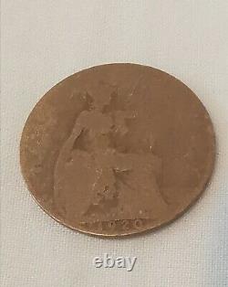 Very Rare Great Britain Bronze Coin One Penny 1920 OLD HEAD