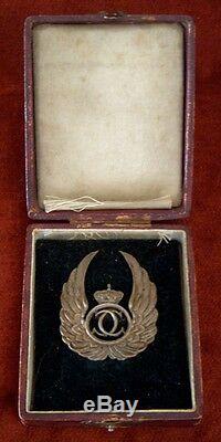 Very Rare Mid-1930s Romanian Air Force Observer Badge in Original Case
