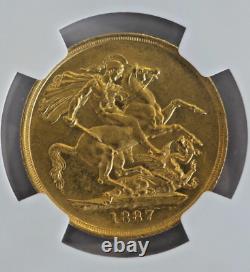 Very Rare UK 1887 Great Britain 2 Sovereign ENGLAND QUEEN VICTORIA NGC MS 62