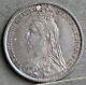 Victoria Sixpence, 1887 Jubilee Head Jeb On Truncation Variety. R3 Very Rare. Ef