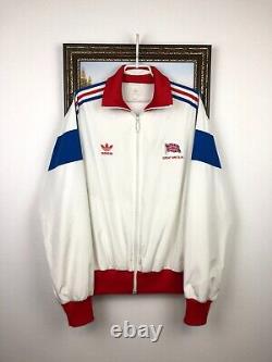 Vintage Adidas Originals Great Britain Jacket Mens Track Top White Rare Size L