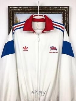 Vintage Adidas Originals Great Britain Jacket Mens Track Top White Rare Size L