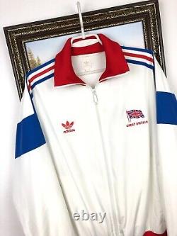 Vintage Adidas Originals Great Britain Jacket Mens Track Top White Rare Size L