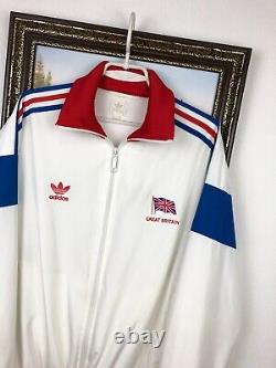 Vintage Adidas Originals Great Britain Jacket Mens Track Top White Rare Size L