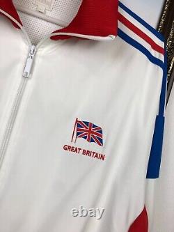 Vintage Adidas Originals Great Britain Jacket Mens Track Top White Rare Size L