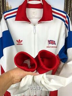 Vintage Adidas Originals Great Britain Jacket Mens Track Top White Rare Size L