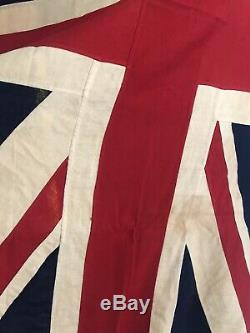 Vintage British Union Jack Flag Stitched Panels OLD rare! 3X5' WW2 Antique