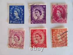 Vintage Great Britain Queen Elizabeth II Stamps Lot Of 11 Rare Collection