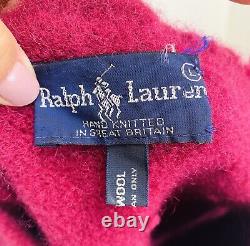 Vintage RALPH LAUREN RL83 GREAT BRITAIN Hand Knit Family Vest Sweater RARE, S