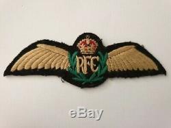 WW1 RFC Pilot Wing Canadian made, Piped crown with Rare Green wreath