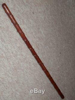 WW1 Rare English Military Cladded Pigskin Swagger Stick Spiral Patterned Shaft