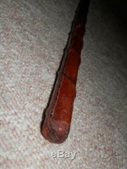 WW1 Rare English Military Cladded Pigskin Swagger Stick Spiral Patterned Shaft