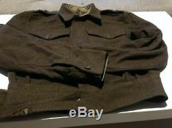 WW2 RAMC Uniform, Rare US war aid made BD & Side hat- named