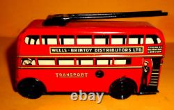Wells Brimtoy Tinplate Trolley Bus Clockwork Made In Great Britain Rare