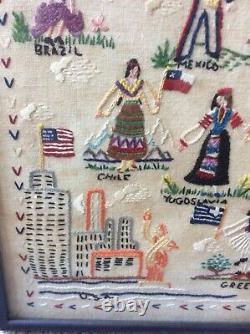 Ww2 Needle Work Sampler V For Victory With Allies 1939-1945 Home Front Rare